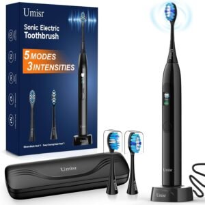 Electric Toothbrush for Adults - 90 Day Battery Life, Rechargeable Sonic Toothbrushes with Pressure Sensor, Smart Screen Travel Electric Toothbrush with Case, 5 Cleaning Modes & 3 Intensities Settings